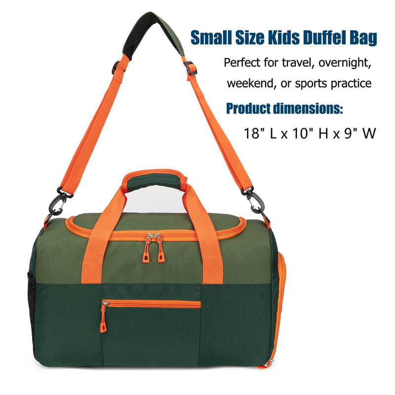 Ivygreen Small Duffle Bag for Kids Boys, 18-Inch Length, Armygreen | Ideal for Sports Practice, Weekend, Overnight, or Travel
