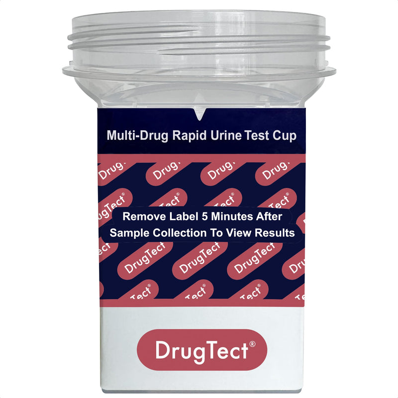 DrugTect 18 Panel Drug Test Cup - CLIA Waived Fentanyl - 5 Pack | Urine Drug Screening: 6-MAM, AMP, BAR, BUP, BZO, COC, EDDP, FYL, MDMA, MET, MOP, MTD, OXY, PCP, PPX, TCA, THC, TRA