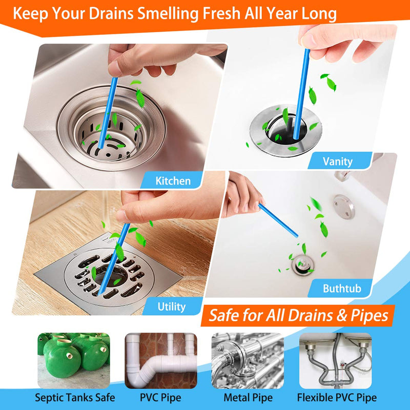 [Australia] - Drain Sticks Drain Stix DrainStix Drain Cleaner Sticks Drain Cleaner and Sticks Disposal Sticks Enzyme for Odor Clogs Remover Sink Septic Sticks for Drain As Seen On TV Unscented 