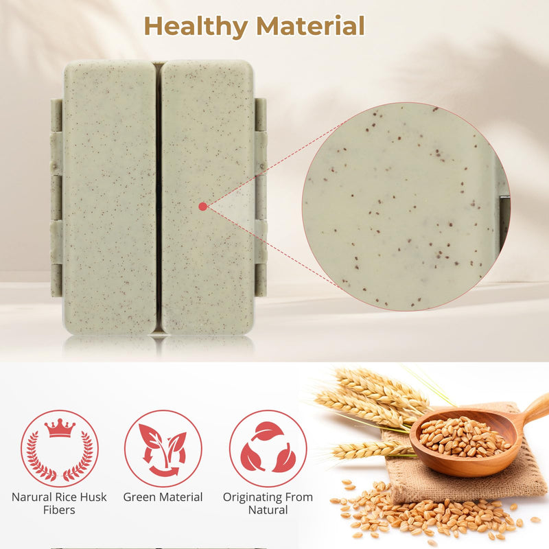 Zentiky Pill Organizer with Blank Labels,6 Compartment Small Pill Box-Khaki | Travel Organizer, Fit with Your Purse or Pocket to Hold Vitamin, Fish Oil, Supplement,Cotton Swabs, Bandages Khaki S