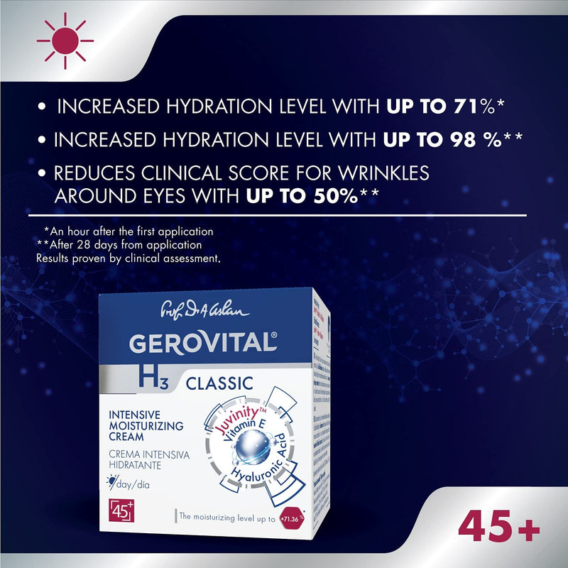 GEROVITAL CLASSIC Intensive Moisturizing Face Cream with Hyaluronic Acid and Vitamin E, Anti Wrinkle, Anti-Aging Face Cream, Nourishing, Deeply Hydrating, 50 ml