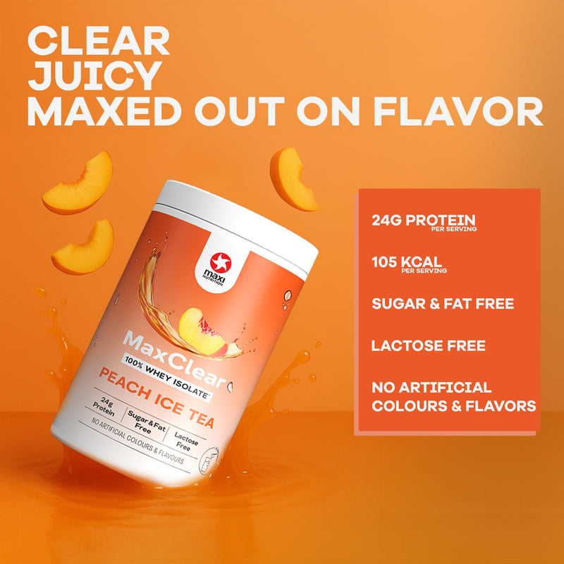MaxiNutrition Maxclear Peach Ice Tea Clear Whey Protein Isolate, 24g Protein,104 Calories per Serving of Clear whey Isolate