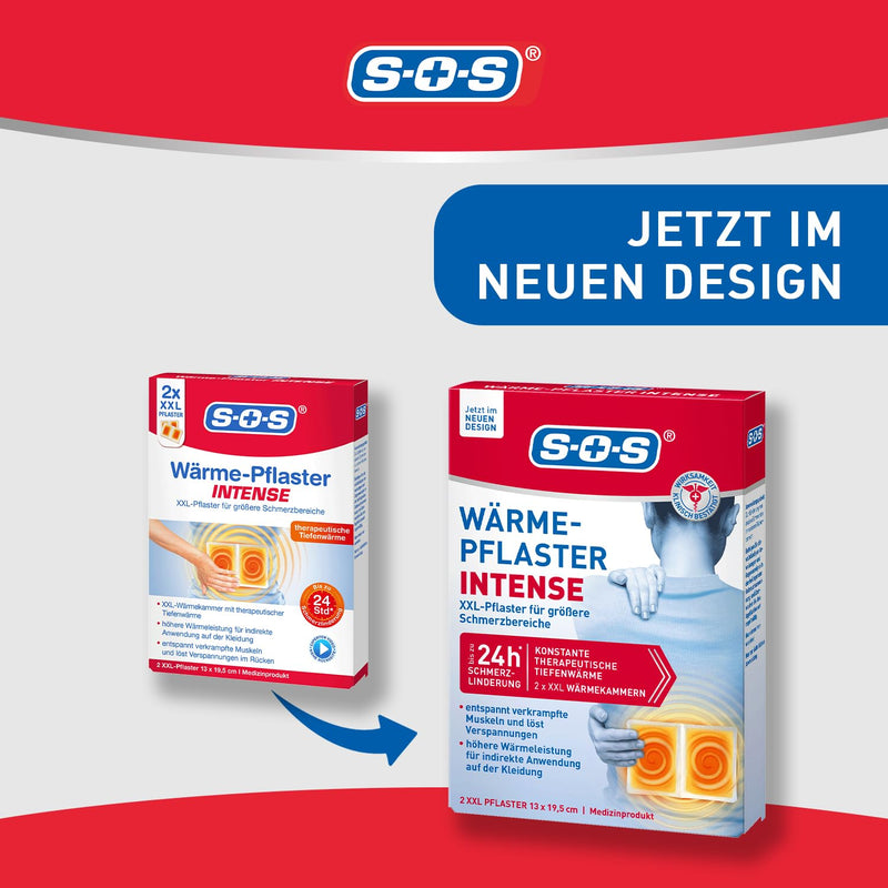 [Australia] - SOS heat patch INTENSE | extra strong XXL heat plasters | relieves cramped muscles and back tension Back pain 5x2 heat pads 13x19.5 cm (pack of 5) 