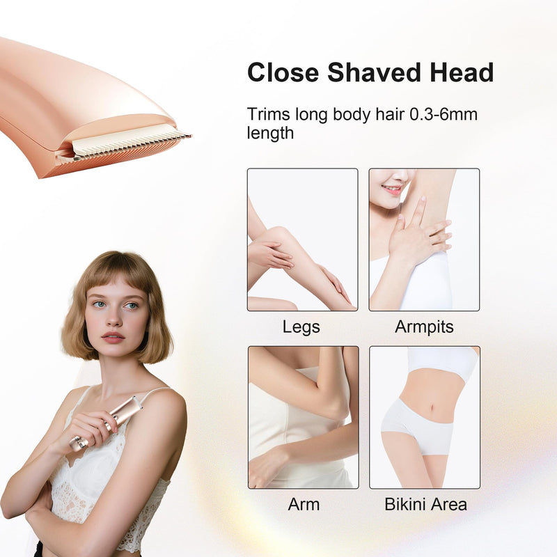 2 in 1 Women's Bikini Line Trimmer & Body Groomer,2025 Upgrade Dual Head Shaver Women, Wet & Dry Waterproof Electric Bikini Trimmer for Face Leg Arm Intimate Areas,Pink Rose