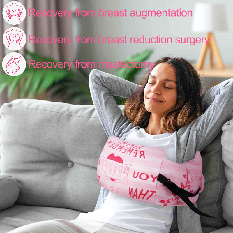 [Australia] - Mastectomy Pillow Post-Surgery Pillow for Mastectomy and Breast Cancer Recovery Comfort Gifts for Women Patients Pink Braver one size 