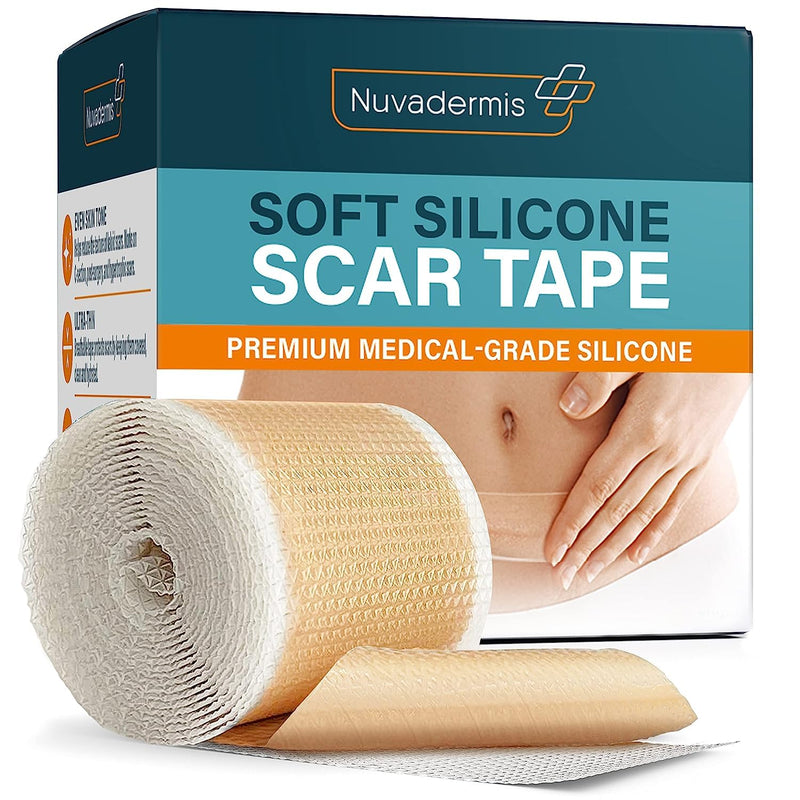 [Australia] - NUVADERMIS Silicone Scar Tape for Surgical Scars - 120" x 1.5" Roll - Extra Long Scar Sheets for C-Section, Tummy Tuck, Keloid, and Surgical Scars - Reusable Medical Grade Silicone Scar Tape - 1 Pack Light - 1 Pack 