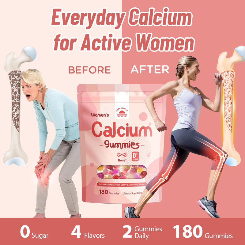 Calcium Gummies for Women with Vitamin D3, K2, Magnesium, Zinc – 180 Count | 1500mg Calcium Citrate with Boron & Soy Isoflavones – Calcium Supplement, Vegan, Zero Sugar, Mixed Fruit Flavors 180 Count (Pack of 1)
