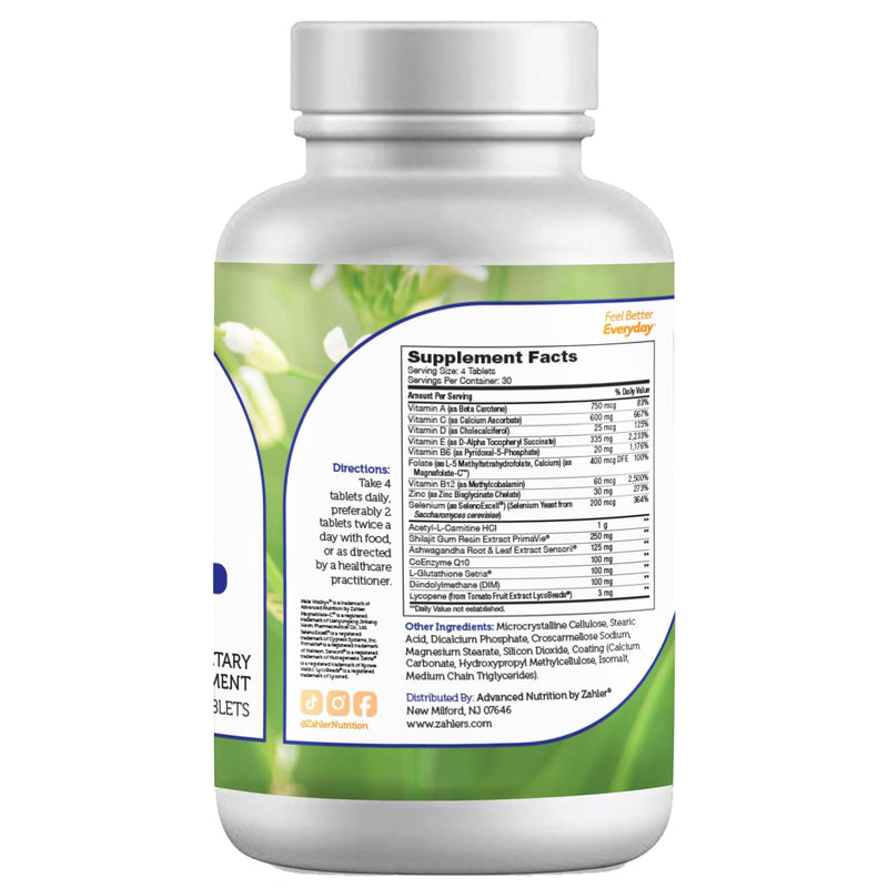 Zahler Male Vitality+ and Fertility Supplements, Male Formula Supporting Energy and Reproductive Wellness, Certified Kosher, 120 Tablets