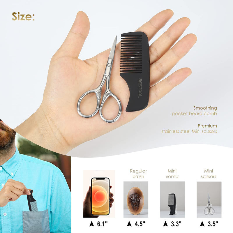 [Australia] - BESTOOL Beard brush and comb set for men, beard brush for daily beard care, wooden base boar bristles beard brush, great gifts for men 
