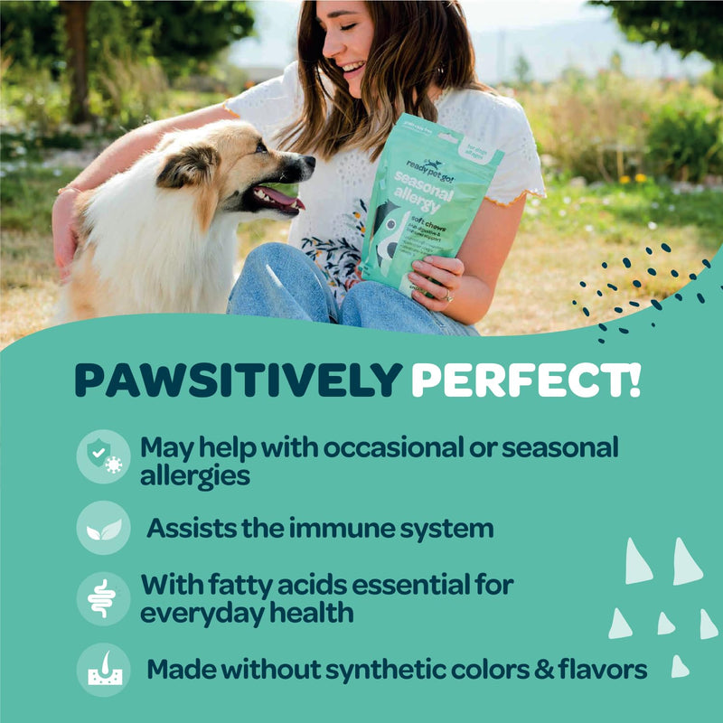Dog Allergy Chews with Probiotics | Seasonal Allergy Chews for Dogs with Wild Alaskan Salmon Oil & Colostrum | Environmental Dog Allergy Support | NASC Certified & Made in The USA | 90 Chews - PawsPlanet Australia