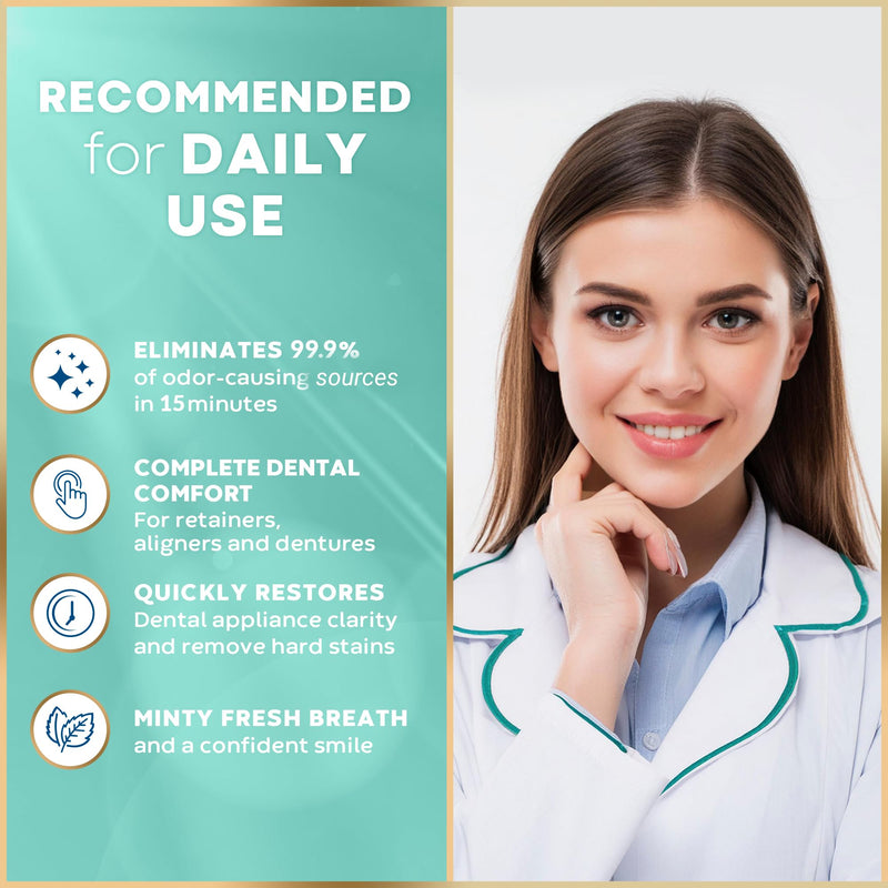 [Australia] - Retainer Cleaner Tablets - 120 Tablets (4 Months Supply) - Denture Cleaning, Removes Stains & Odours, Freshens Aligners, Mouthguards, Nightguards - Perfect for Ultrasonic Retainer Cleaner 