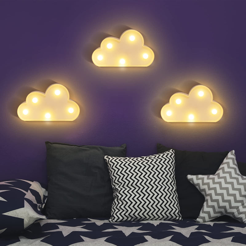 3 Pcs LED Cloud Night Light Can Be Hung On The Wall Kids Room Room Light, Suitable for Birthday Party Holiday Decoration Baby Room Nursery Decoration (Cloud) Clound