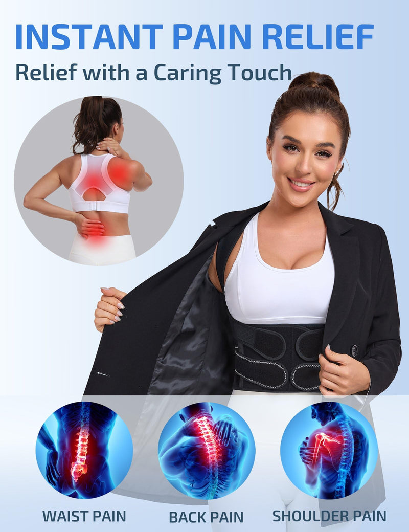 [Australia] - Posture Corrector for Women and Men with Bionic System, Precise Full Back Support Back Brace for Upper and Lower Back Pain Relief with Two 3D Pads Black M (Waist 32''-40'') 
