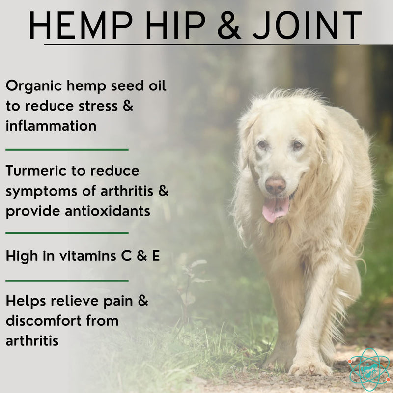 Approx 120 Hemp Chews for Dogs - Dog Hip and Joint Supplement - Pain Relief for Dogs - Senior Old Dog Vitamins and Supplements - Hemp Calming Treats for Dogs 264 Gram - PawsPlanet Australia