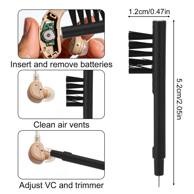 32pcs Hearing Aid Wax Guard Filters & 3pcs Cleaning Kit, Hearing Aid Wax Filters Replacement with Small Brush Ventilation Rod and Dry Wiping Cloth for Phonak Widex & Unitron