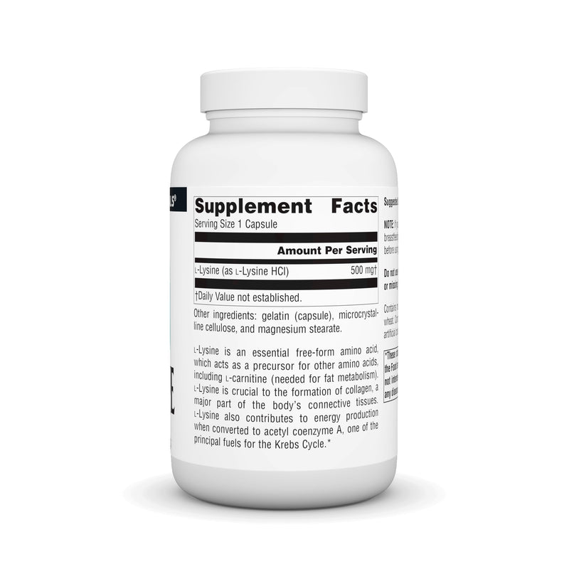 [Australia] - Source Naturals L-Lysine Free Form -Amino Acid Supplement Supports Energy Formation & Collagen - 100 Capsules 100 Count (Pack of 1) 