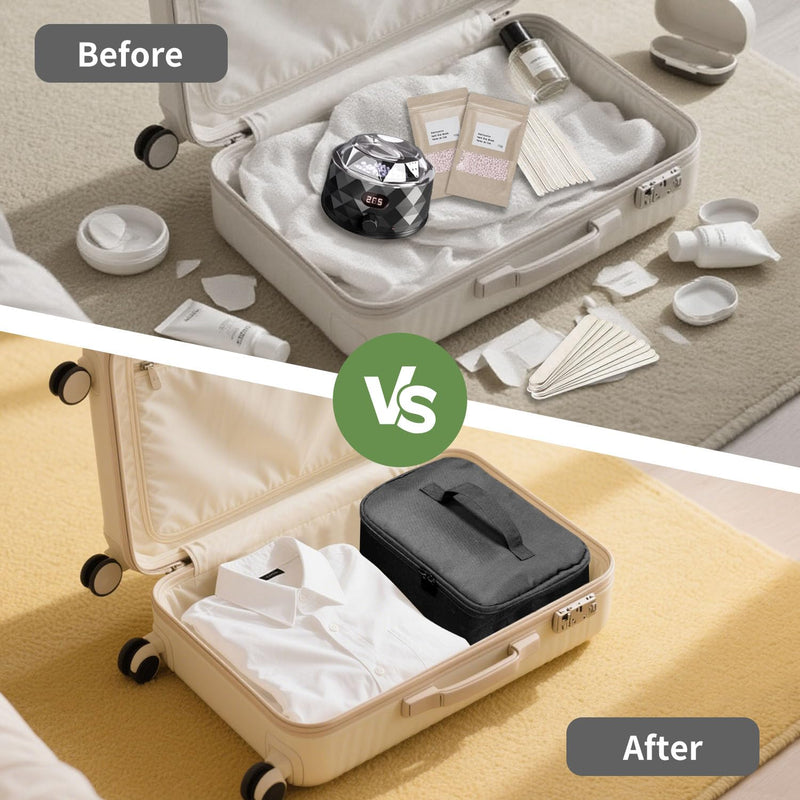 [Australia] - Boczif Waxing Kit Carry Bag, Wax Warmer Organizer Bag for Hair Removal Storage Bag, Wax Tool Bag Portable Travel Bags for Hotel Makeup Brush Waxing Kit Bag-black 