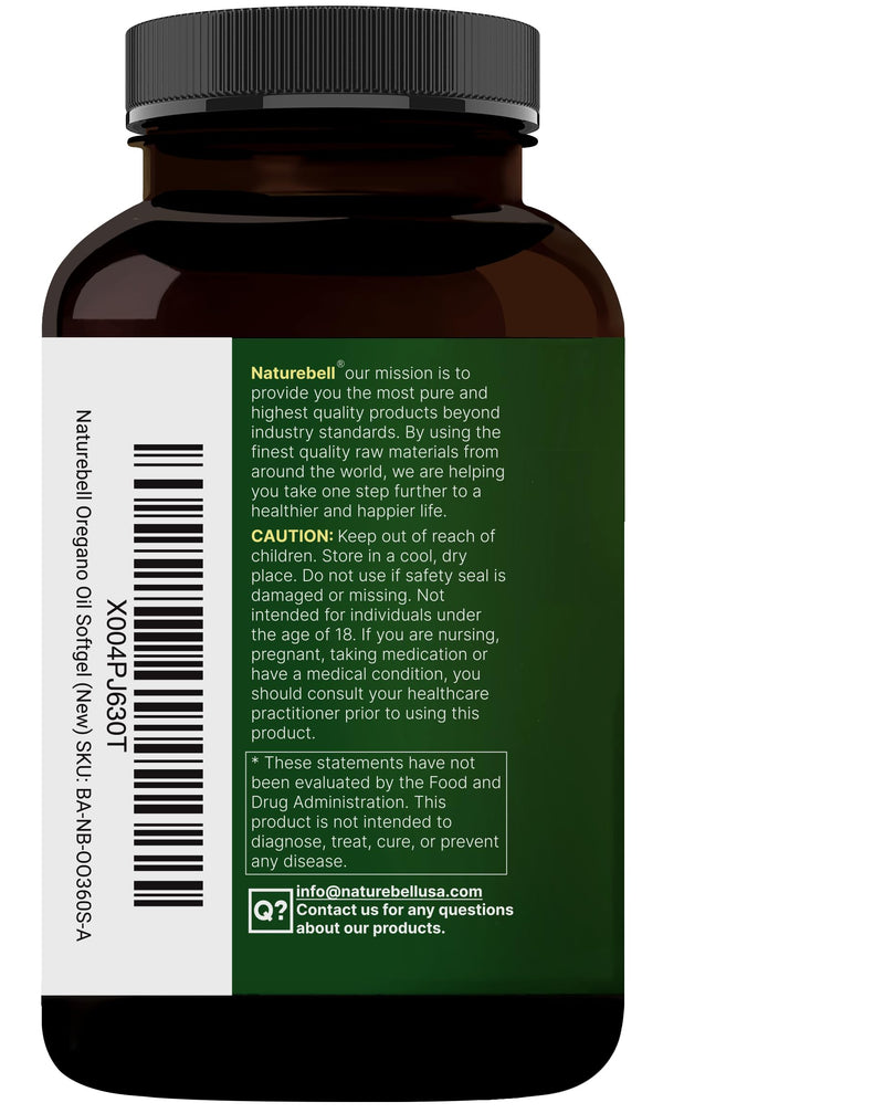 [Australia] - NatureBell Oregano Oil 7,500mg with Black Seed Oil, 360 Softgels | 360-day Supply Essential Oils for Immune Health | Retains High Concentrated Carvacrol & Thymoquinone ‚Äì Non-GMO 