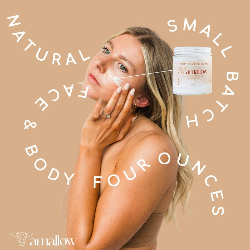 [Australia] - Amallow 100% Grass Fed Beef Tallow for Skin Care - Face + Body - Whipped Moisturizer for Sensitive Skin - Natural Lotion, 4 FL. oz. (Unscented) Unscented 