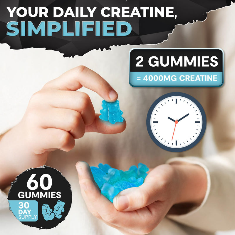 LITE LVL - 60 x Mixed Berry Flavoured Creatine Gummies 4000mg - Creatine Monohydrate Gummies