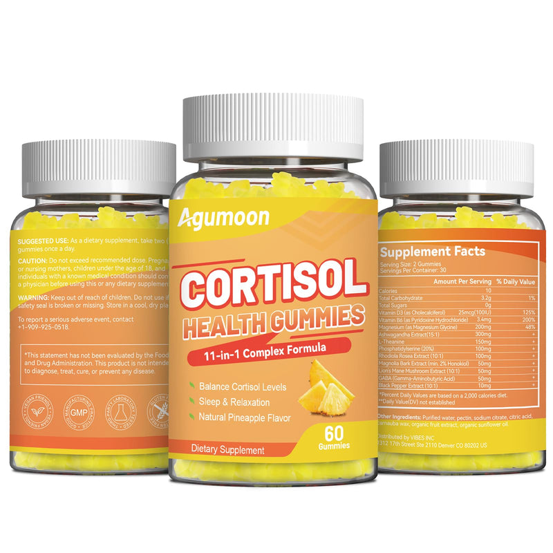 Cortisol Gummies for Women, Cortisol Supplements - 120 Gummies | with Ashwagandha, Magnesium, L-theanine, for Relaxation and Mood Support, Sugar Free, Vegan 60 Count (Pack of 2)