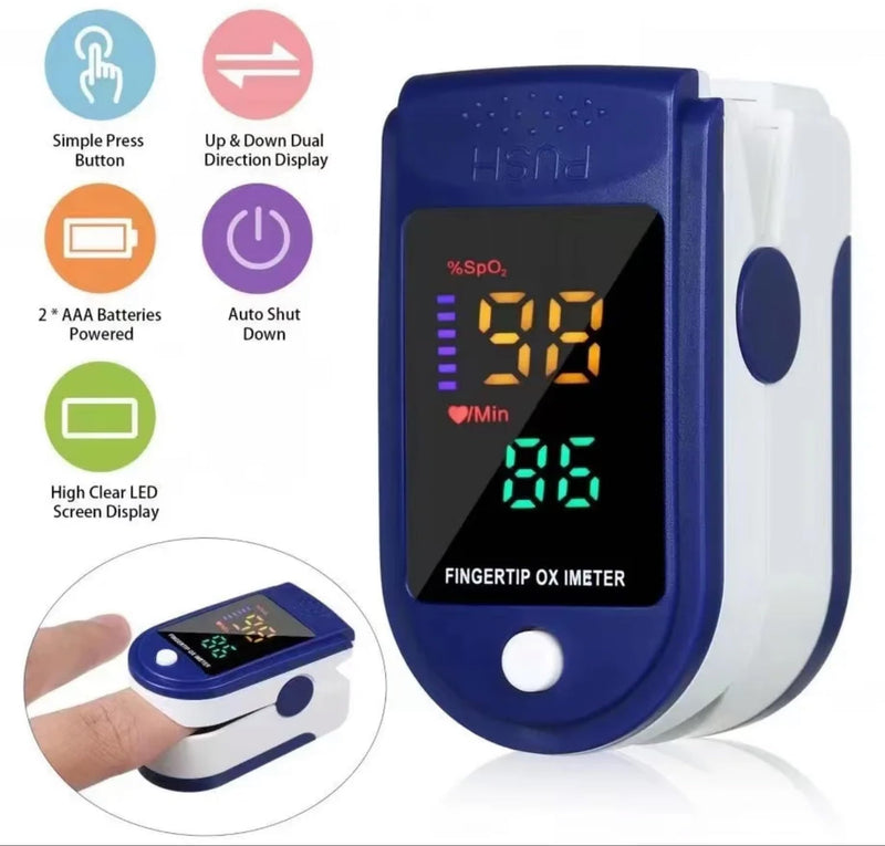 [Australia] - Finger Pulse Oximeter Larger Display Blood Oxygen Monitor with Batteries and Lanyard Included Fingertip Pulse Oximeter Color: Navy Blue 