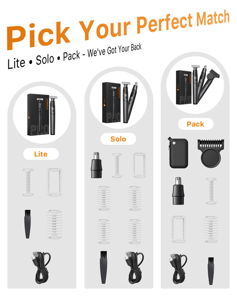 [2025 Upgraded] Body & Nose Hair Trimmer Kit, [All-in-One] Travel Beard Electric Shaver for Men, USB-C Fast Charging, Rechargeable Painless Razor Cordless Waterproof Wet/Dry, Black(Solo) Solo Version