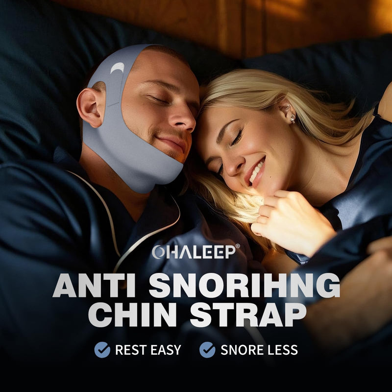 [Australia] - OHELEEP Anti Snore Chin Strap for CPAP Users, Snore Stopper Adjustable, Chin Strap for Sleeping Comfortable Stop Snoring Solution, Anti Snoring Devices Breathable and Reusable, Gray, M 1 