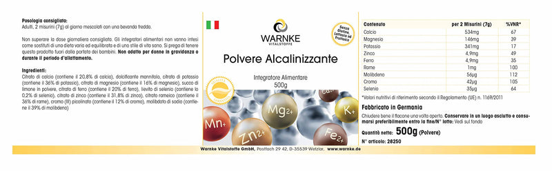 [Australia] - Base powder 500g - with 9 minerals and trace elements, acid-base balance, vegan | Warnke vital substances - German pharmacy quality 