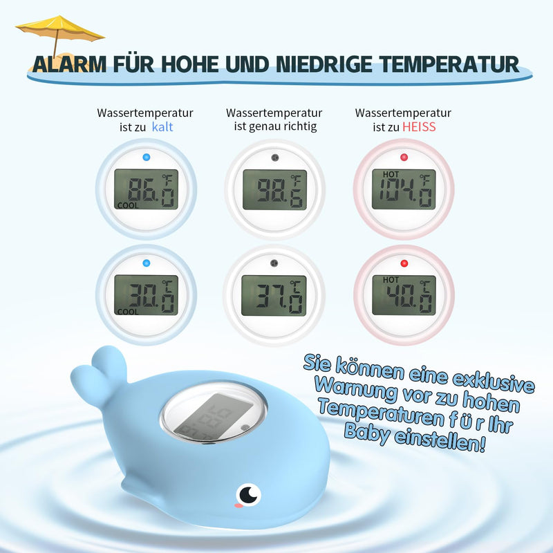 [Australia] - BabyElf Newborn Bath Thermometer, Room and Bath Thermometer, Fast and Accurate Water Reading with Silent Alarm, Digital Floating Bath Thermometer Blue 