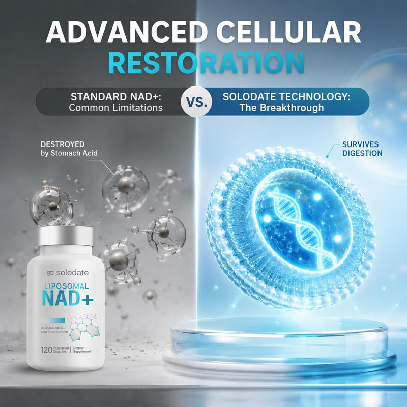 Liposomal NAD+ Supplement, Actual NAD+ Capsules Not Precursor, Advanced Absorption Dietary Formula, 120 Vegetarian Count, Daily Routine Support