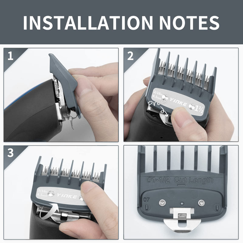 [Australia] - Yinke Trimmer Attachments for Wahl Hair Clipper Magic Clip Trimmer Razor, 2 Cutting Lengths are 1.5 mm and 4.5 mm Beard Trimmer Attachment Comb Set Kit (2PCS, Gray) 