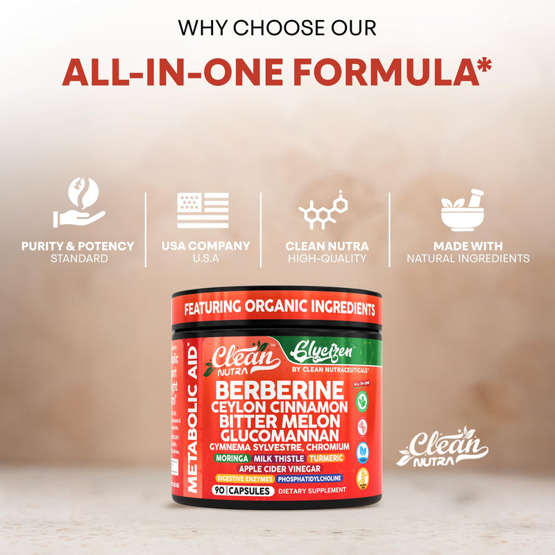[Australia] - Clean Nutra Berberine and Ceylon Cinnamon Supplement Bitter Melon Glucomannan Gymnema Sylvestre Chromium Moringa Milk Thistle Turmeric Apple Cider Vinegar Digestive Enzymes Inositol Pills 90 Capsules 