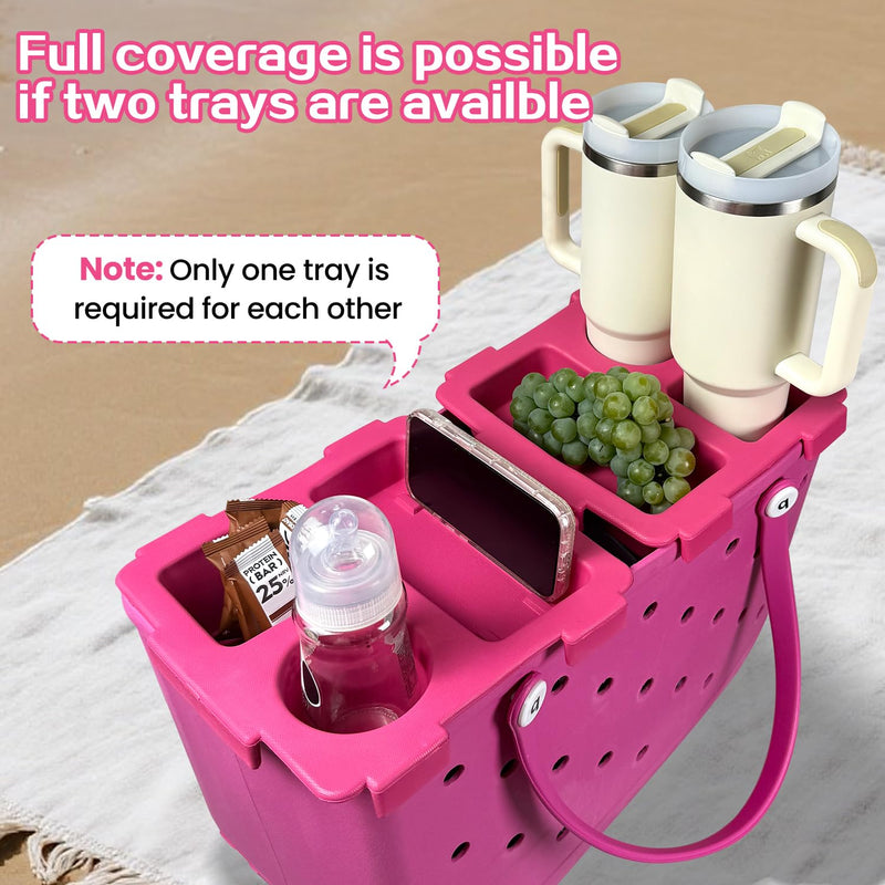 XYFuuee Replacement Strap Wrap& Top Cup Holder Tray for Bogg Bag, Must Have Beach Rubber Tote Bag Accessories, Adjustable Crossbody Shoulder Long Straps, Instant Table, Free Your Hand