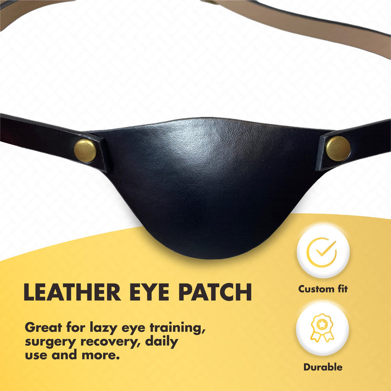 Eye Patches for Adults Right and Left Eyes - Black Adult Leather Eyepatch for Lazy Eye - Handmade Leather Eye Patch for Adults for Eye Glasses and Pirate Cosplay (Black)