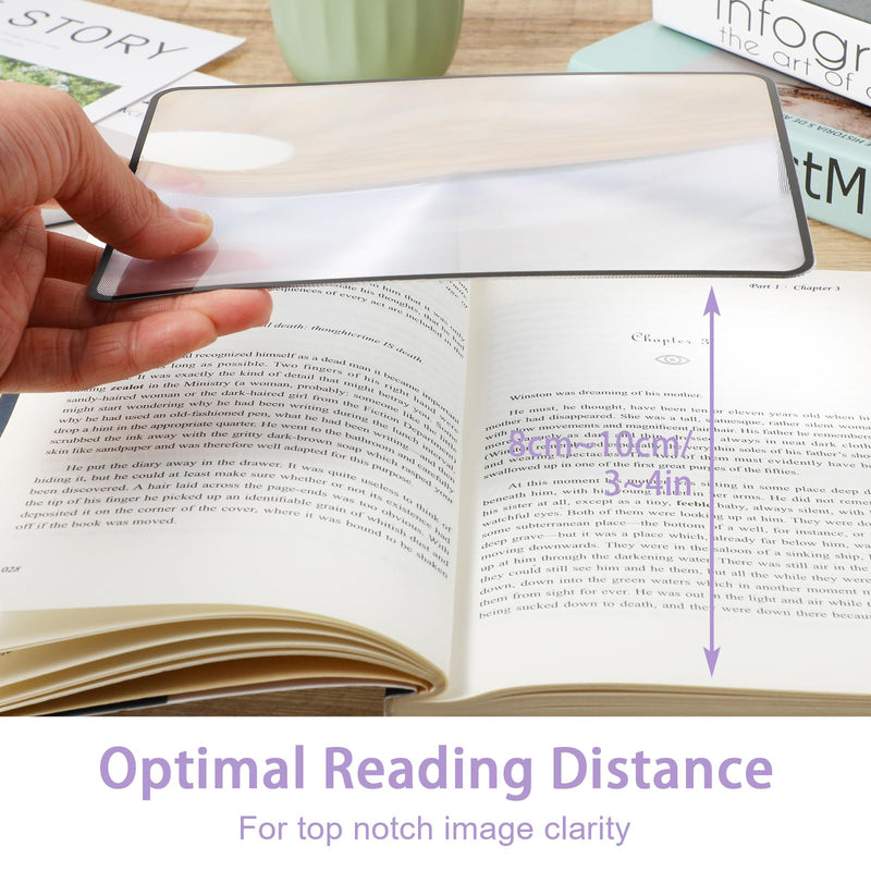 4 Pcs Page Book Magnifying Sheet 3X Handy Size Magnifier Bookmark Card Clear Lightweight Magnifier Flat Plastic Optical Fresnel Lens for People with Low Vision Seniors Reading Small Prints 4