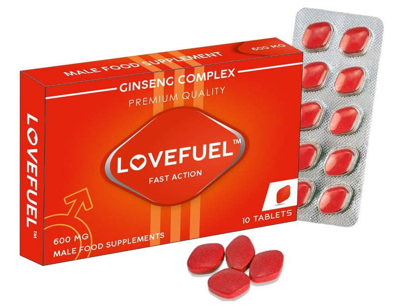 LOVEFUEL 600mg UK | Stronger | Longer | Harder | Performance | Extra Strength Enhancing Pills, Stamina Endurance Booster Supplement Pills for Men | 10 Ginseng LIBIDO Booster Tablets