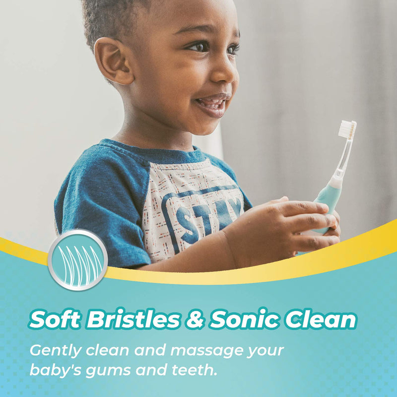 [Australia] - Papablic Toddler Sonic Electric Toothbrush for Ages 1-3 Years, Baby Electric Toothbrush with Cute Dino Cover and Smart LED Timer, 4 Brush Heads (Debby) 4 Brush Heads Debby 
