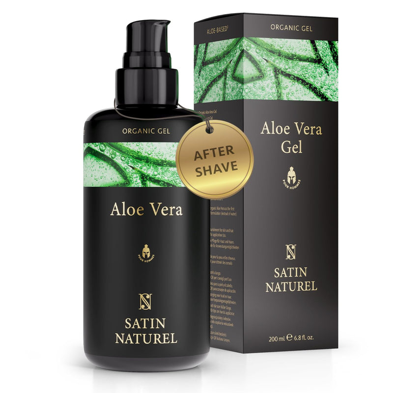 [Australia] - After Shave Men 200ml - ORGANIC Aloe Vera Gel + Hyaluron - For optimal men's care & soothing of the skin ✓ After Shave Balm + Facial Care Men ✓ The best of the Aloe Vera plant ✓ 