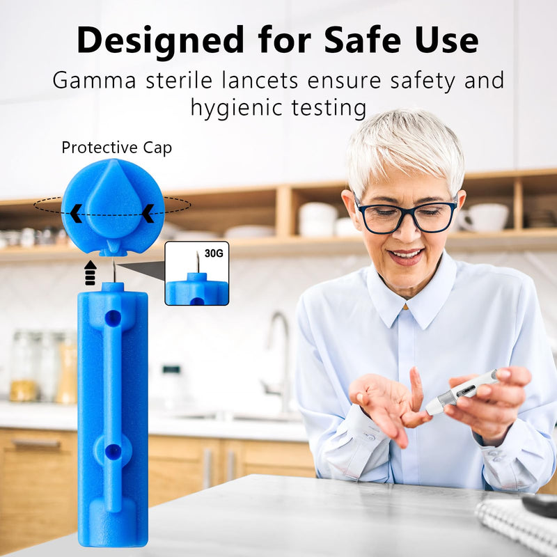 [Australia] - Lancing Device and 100 Lancets for Diabetes Testing, Single Use, 30 Gauge Lancets, for Minimizing Pain and Discomfort 
