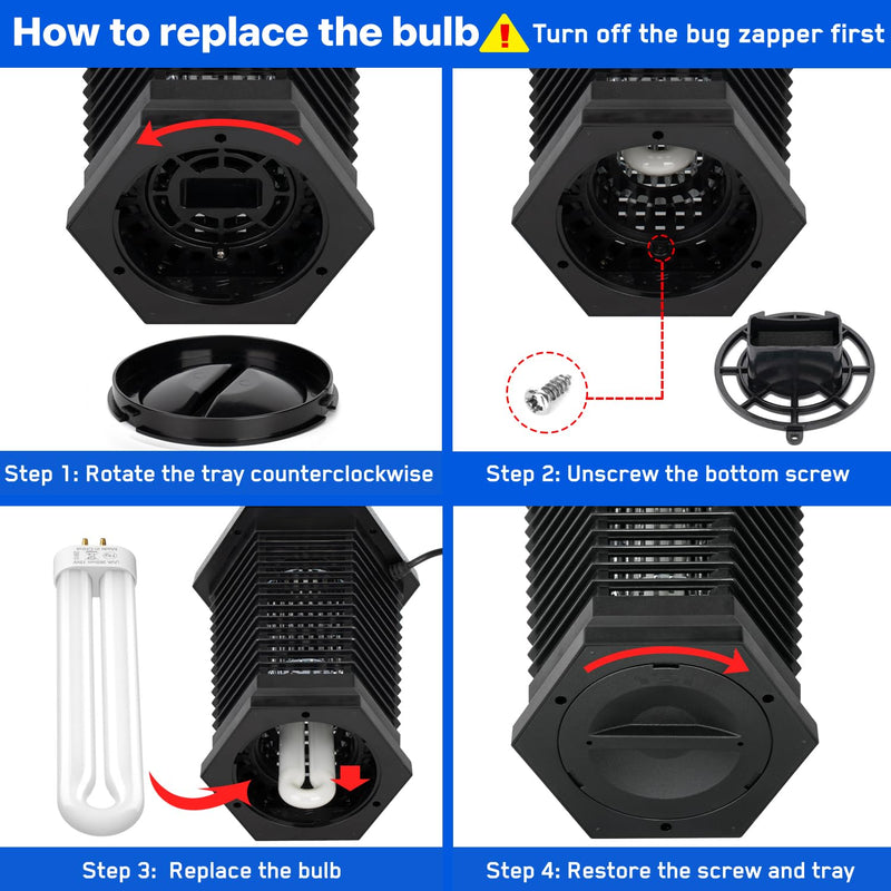 [Australia] - GOOTOP Replacement Bulb for Zap T6 Pro, K15, T9, X3 Bug Zapper Outdoor, 15W, 4-Pin Base, U Shaped Twin Tube Bulb for Outdoor Mosquito Zapper,2 Pack 