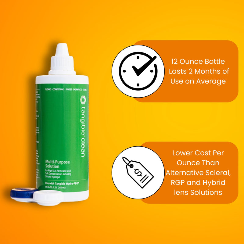 [Australia] - Tangible Clean Multi-Purpose Contact Lens Solution for Scleral and Gas Permeable Contact Lenses, with Lens Case, 12 Fl Oz 12 Fl Oz. 