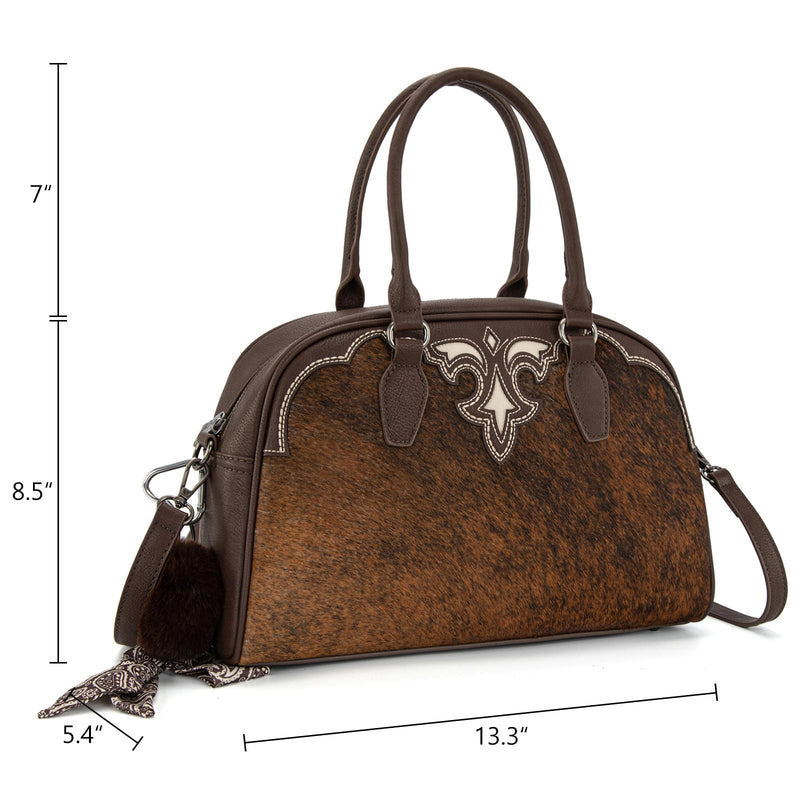 Mini Duffel Bag for Women Hair-on Cowhide Crossbody Bag Coffee