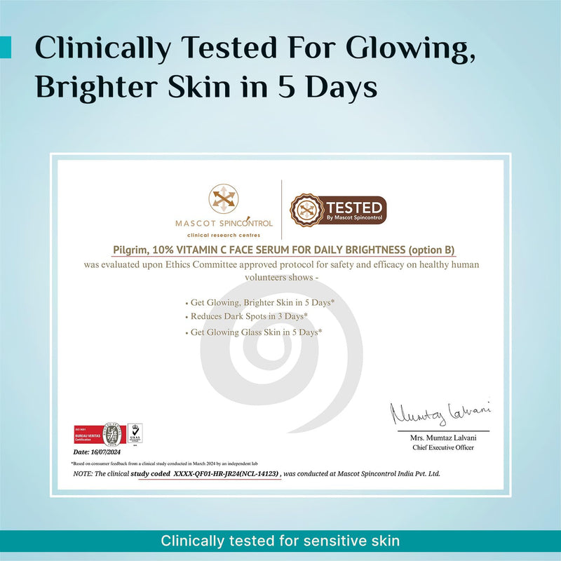 10% Vitamin C Face Serum by Pilgrim | Anti Aging Facial Serum with 5% Niacinamide & Kakadu Plum | Reduces Fine Lines, Smooths Skin Texture & Improves Radiance | 1.01 Fl Oz (30ml) 10% Vitamin C