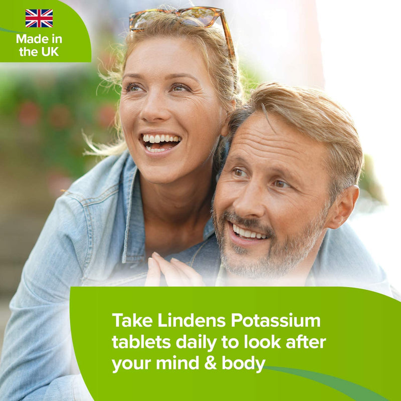 Lindens - Potassium 200mg, 500 Tablets - with 50mg Vitamin C Per Tablet - UK Made - Contributing to Normal Blood Pressure, Muscle and Nervous System Function - Letterbox Friendly, Vegan 500 count (Pack of 1)