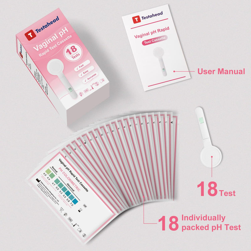 Vaginal pH Test Strips, Feminine Health Vaginal pH Test Strips Kits for Bacterial Vaginitis, Trichomonas Vaginitis, Individual Aluminum Foil Wrapped (18-Packs)