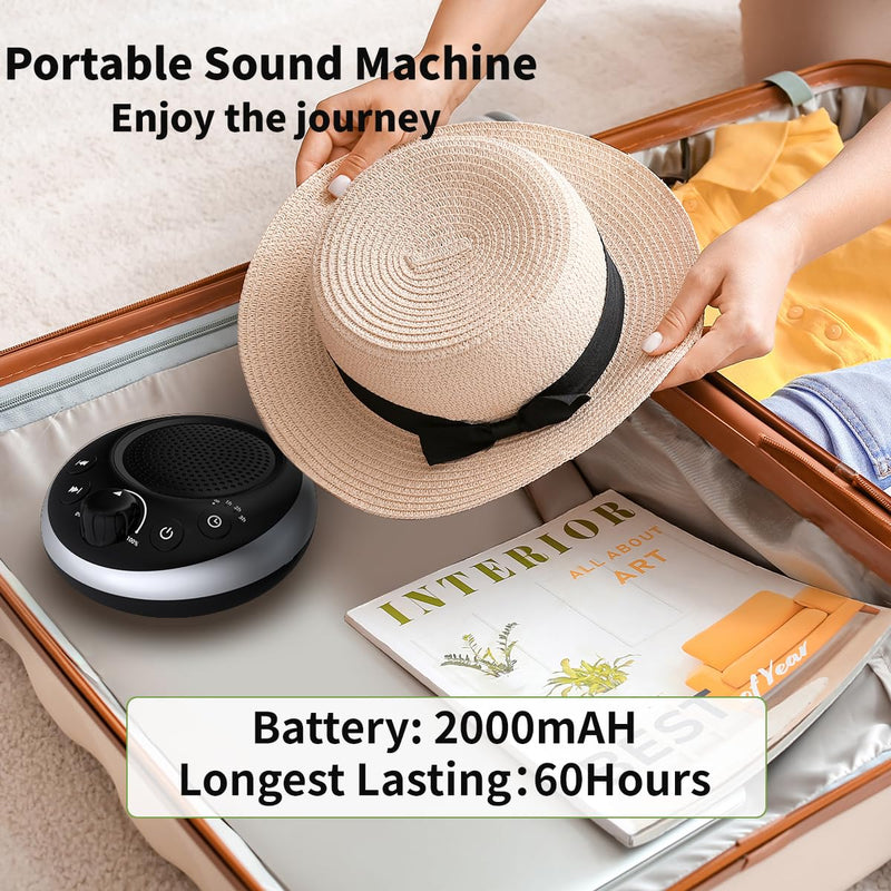 [Australia] - (2024 Upgrade)Rechargeable Portable Brown Noise Machine 2000mAH Large Battery Sound White Noise Machine 30 Soothing Sounds for Baby Kids Adults Sleep Machine Auto-Off Timer for Travel Camping and Home 