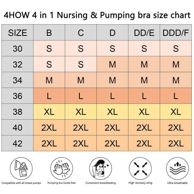 [Australia] - 4HOW Pumping Bra Hands Free Maternity Bras for Breastfeeding Pumping and Nursing Bra in One Comfort Smooth,Great Support X-Large 2pc(black) 