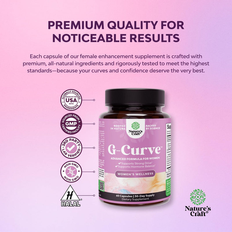 [Australia] - G-Curve Breast and Butt Enhancer Pills May Support Voluptuous Curves - Herbal Enhancement Pills with Horny Goat Weed for Women Saw Palmetto Extract and L-Arginine *Results May Vary 60 Count (Pack of 1) 