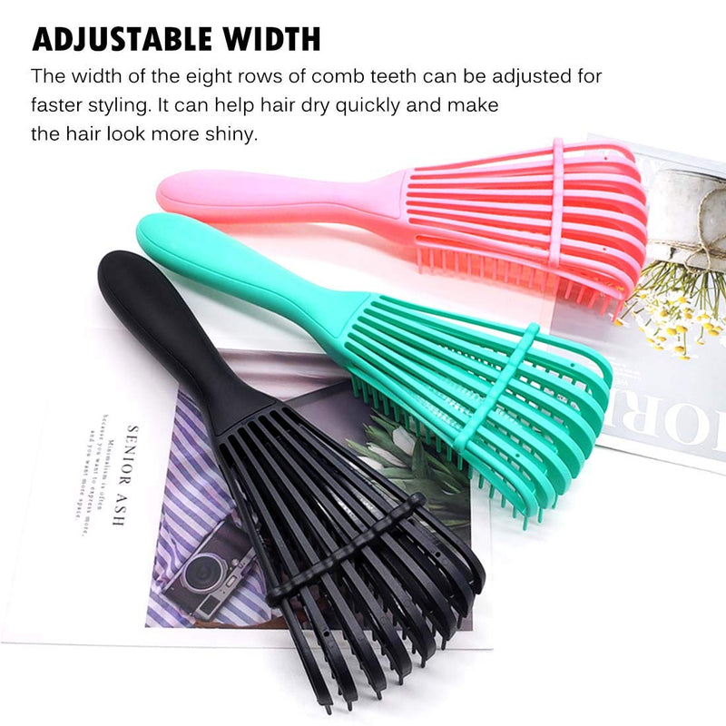 Hair Brush for Afro American/African Textured 3a to 4c Hair, Detangling Brush for Women's Knots, Wet/Dry/Oil/Thick/Long Hair, 4 pcs (Black+3 pcs) Black+3 pcs